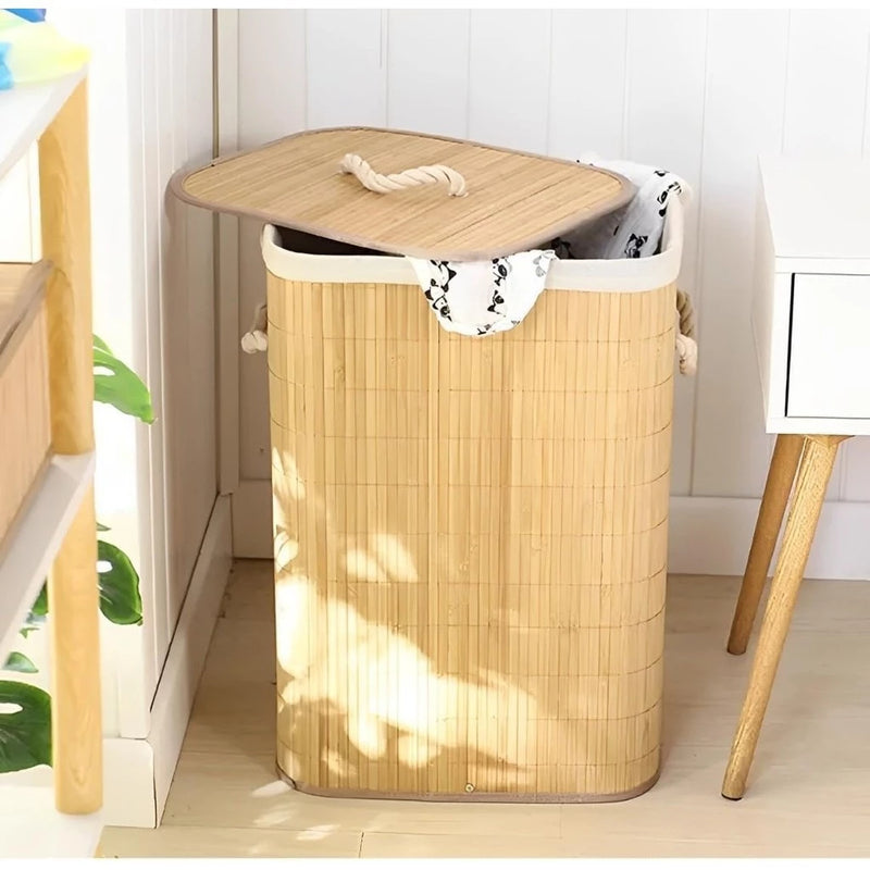 Cesto de Roupas de Bambu