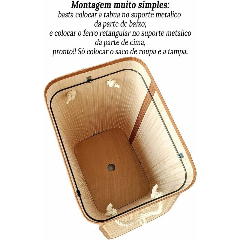Cesto de Roupas de Bambu